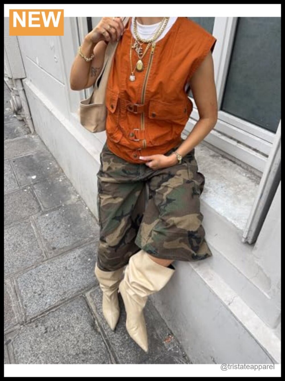 Camo Cargo Jeans Baggy Wide Leg High Waist Bermuda Capris Army Fatigue Pants - Picture 4 of 6